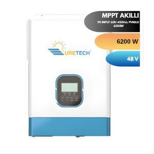 6.2KVA 6200 Watt Tam Sinüs Akıllı 120A (H.V. 60-450Vdc) MPPT İnverter 48Vdc-230Vac 6.2kW